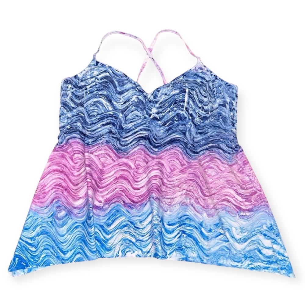 Becca by Rebecca Virtue 2X Watercolor Tankini Swim Top NWT